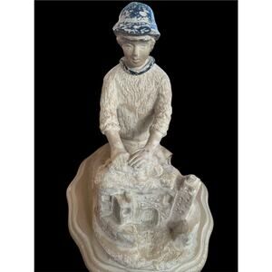 Vintage Harris Lamps Boy Building Sand Castle Signed Harris Lamps Rare Find